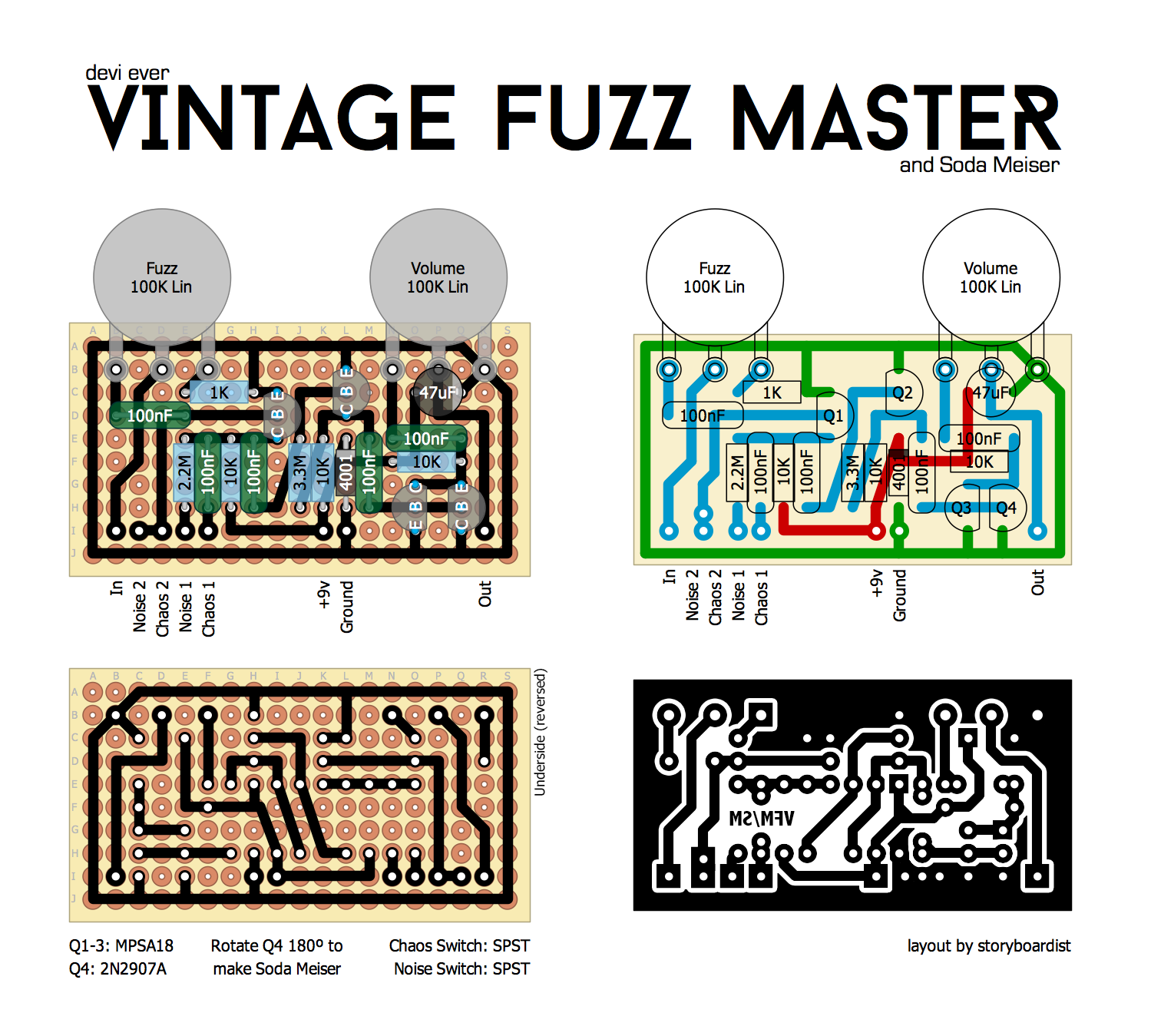 Perf and PCB Effects Layouts: Devi Ever Vintage Fuzz Master